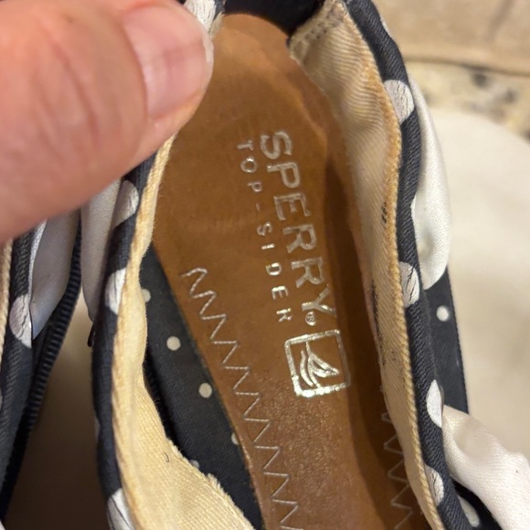 Sperry Polka Dot Bow Open Toe Cork Heel Wedge - Picture 10 of 16